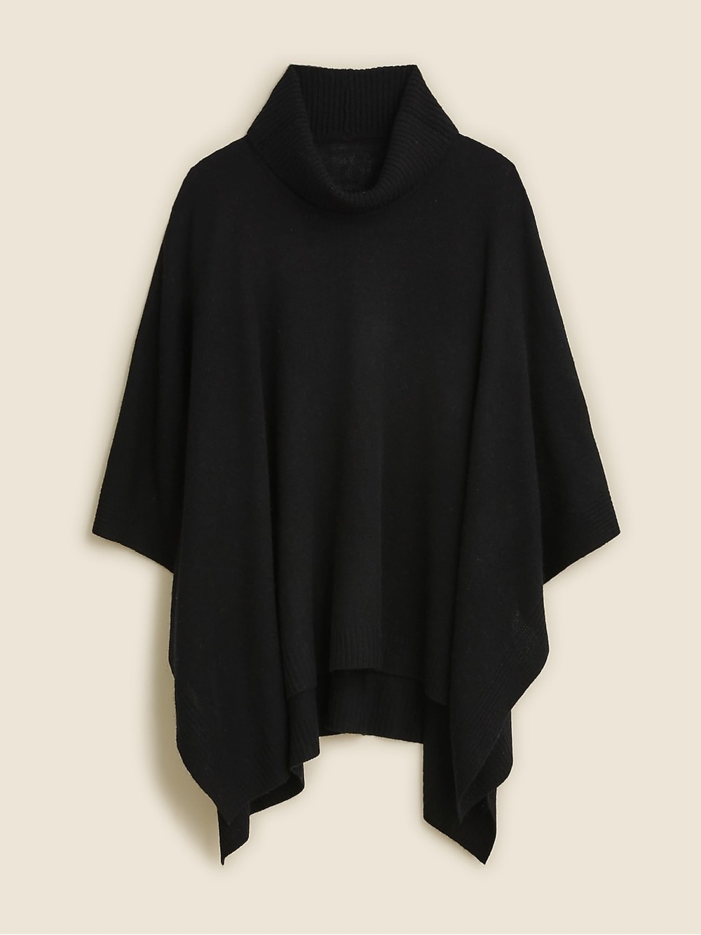 J.Crew Wool-Cashmere Blend Turtleneck Poncho Black